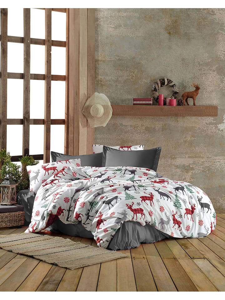 Colourful Cotton Komplet pościeli w kolorze biało-czerwono-zielonym rozmiar: 135x200 cm