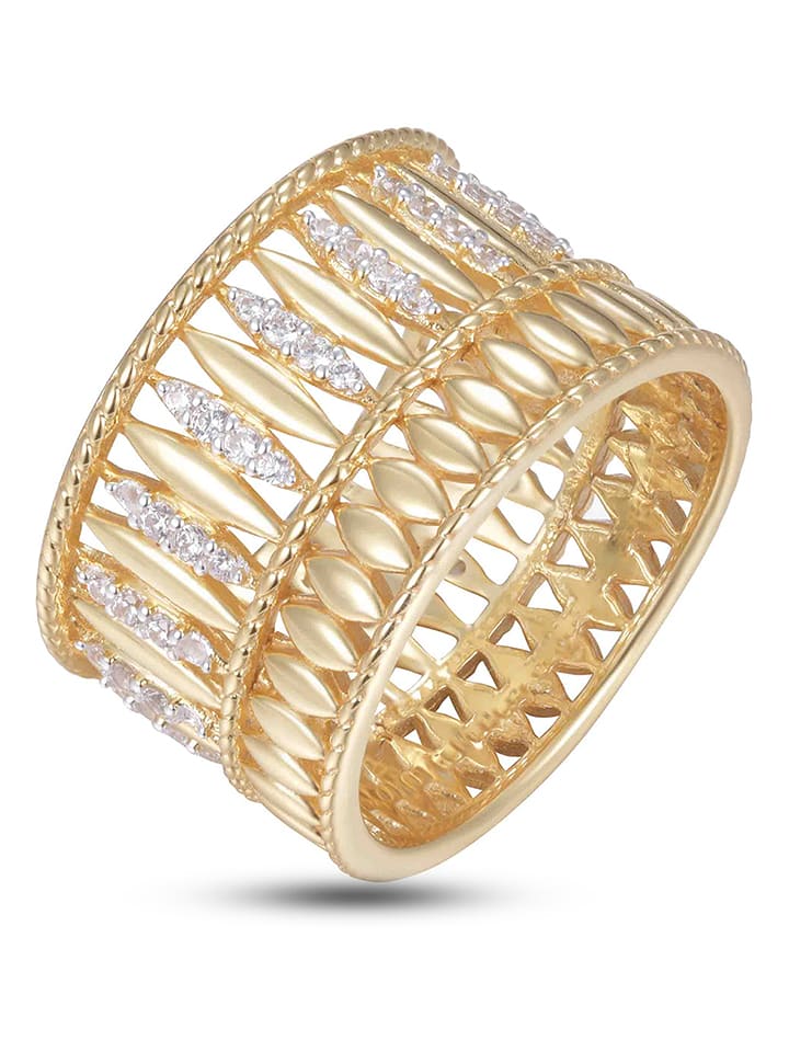 DI GIORGIO Pozłacany pierścionek z cyrkoniami rozmiar: 60