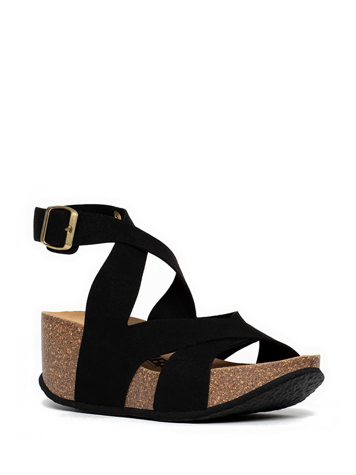 Sunbay Sandały w kolorze czarnym na koturnie rozmiar: 37