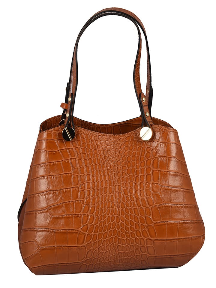 ORE10 Skórzana torebka "Vestar" w kolorze jasnobrązowym - 21 x 26 x 10 cm rozmiar: onesize