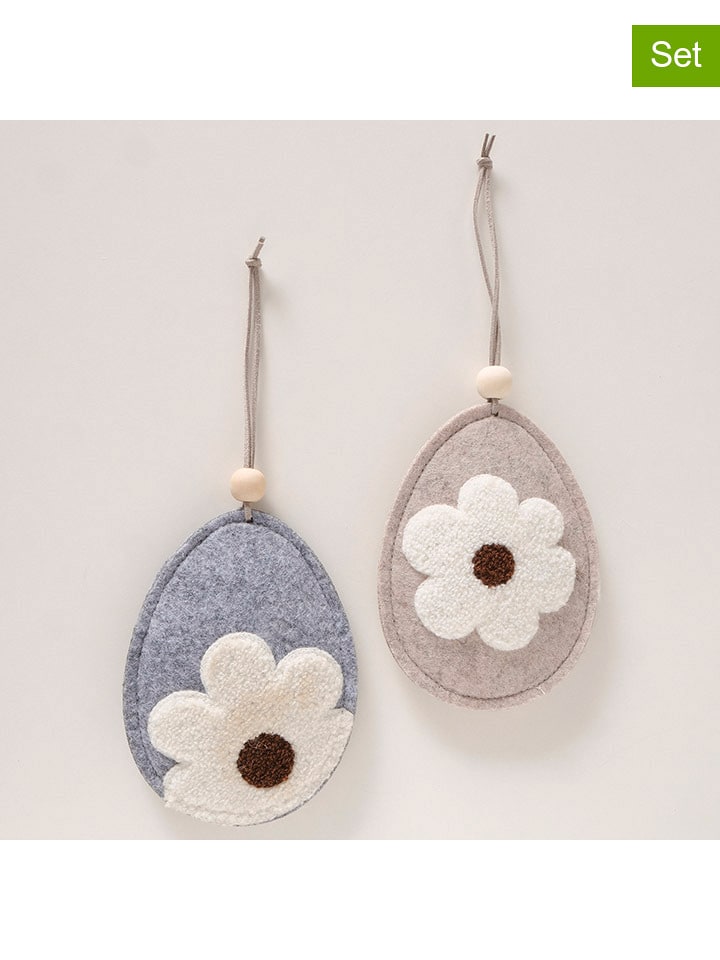 Boltze Zawieszki dekoracyjne (2 szt.) "Nayla" w kolorze niebiesko-szarym - wys. 14 cm rozmiar: onesize