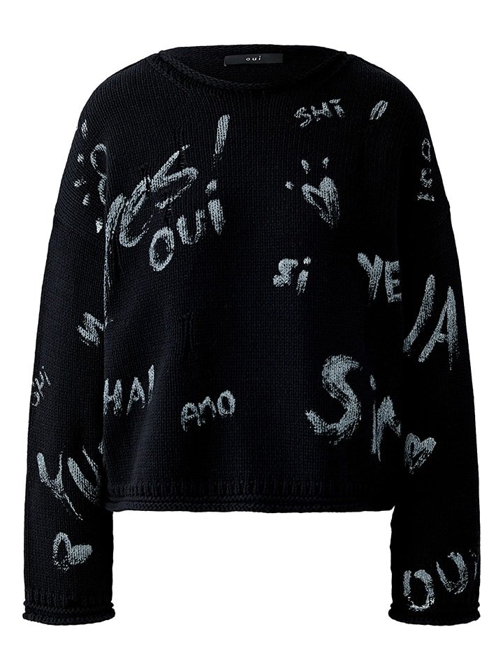 Oui Sweter w kolorze czarno-kremowym rozmiar: 42