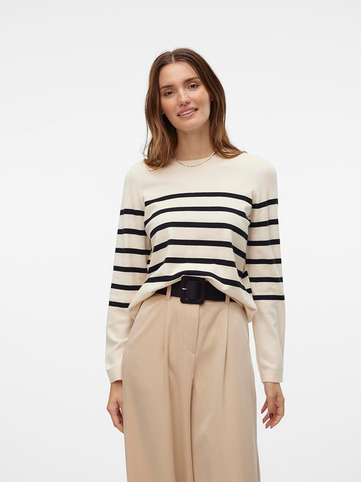 Vero Moda Sweter w kolorze beżowo-czarnym rozmiar: M