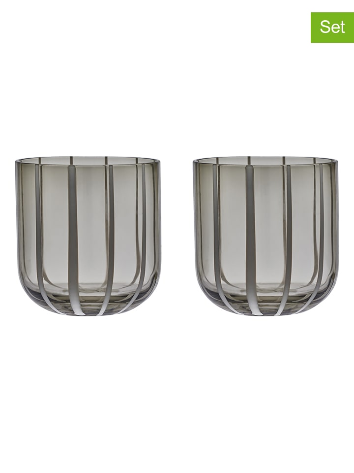 OYOY living design Szklanki (2 szt.) "Mizu" w kolorze szarym - 200 ml rozmiar: onesize
