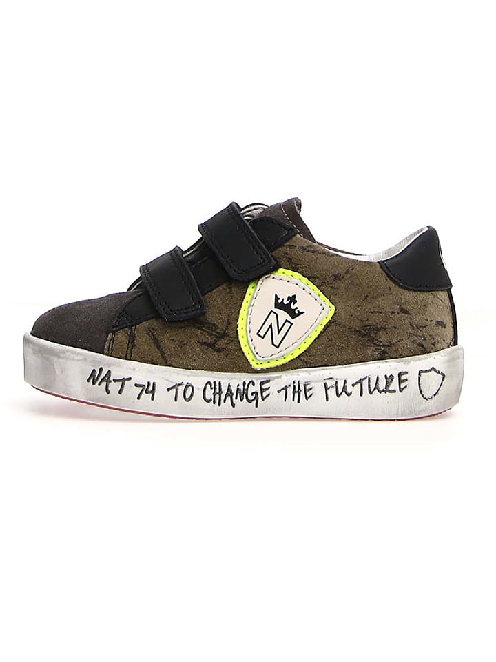 Naturino Skórzane sneakersy "Korey" w kolorze khaki rozmiar: 26