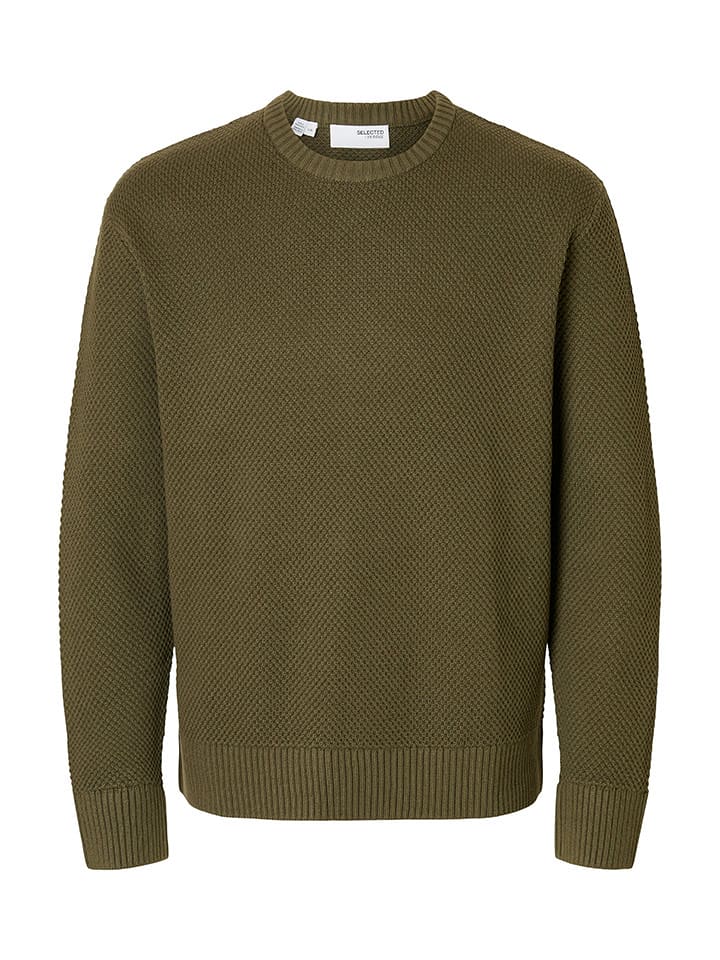 SELECTED HOMME Sweter "Henny" w kolorze khaki rozmiar: L