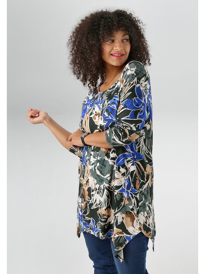Aniston Bluzka w kolorze antracytowo-beżowo-niebieskim rozmiar: 50