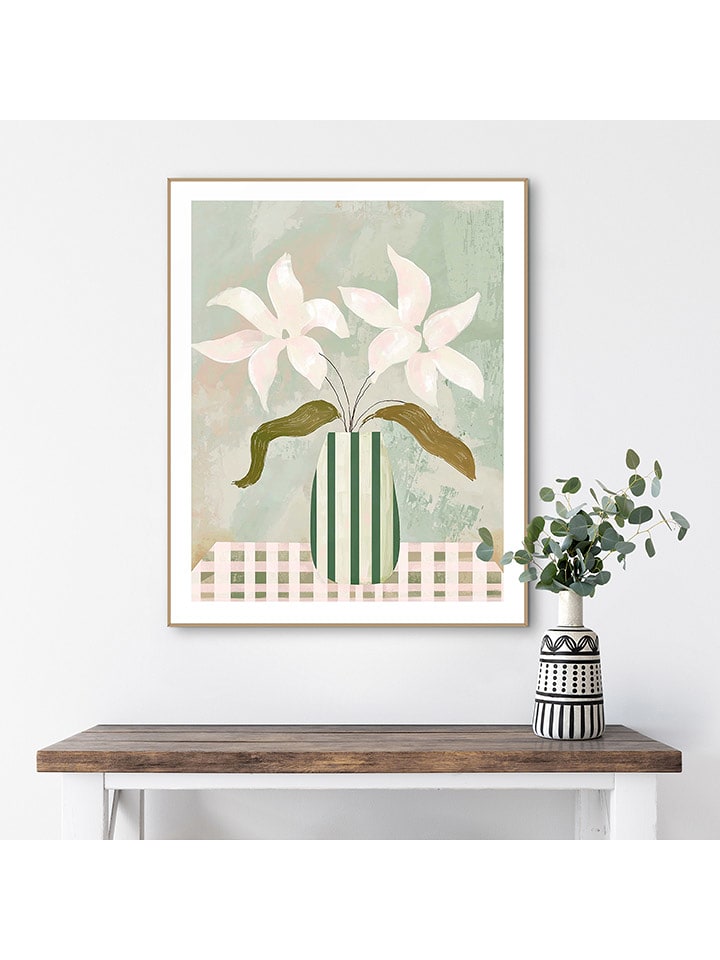 Orangewallz Druk artystyczny "Green Flower Setting" w ramce rozmiar: 40x50 cm