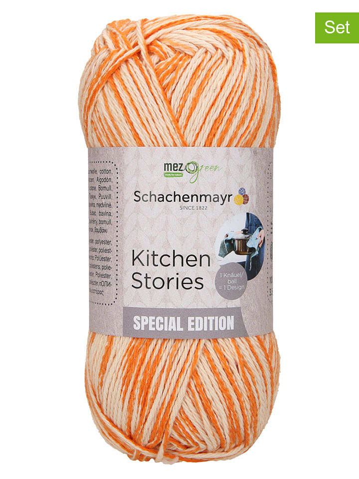 Schachenmayr since 1822 Mieszana przędza bawełniana w kolorze pomarańczowo-kremowym - 5 x 100 g rozmiar: onesize