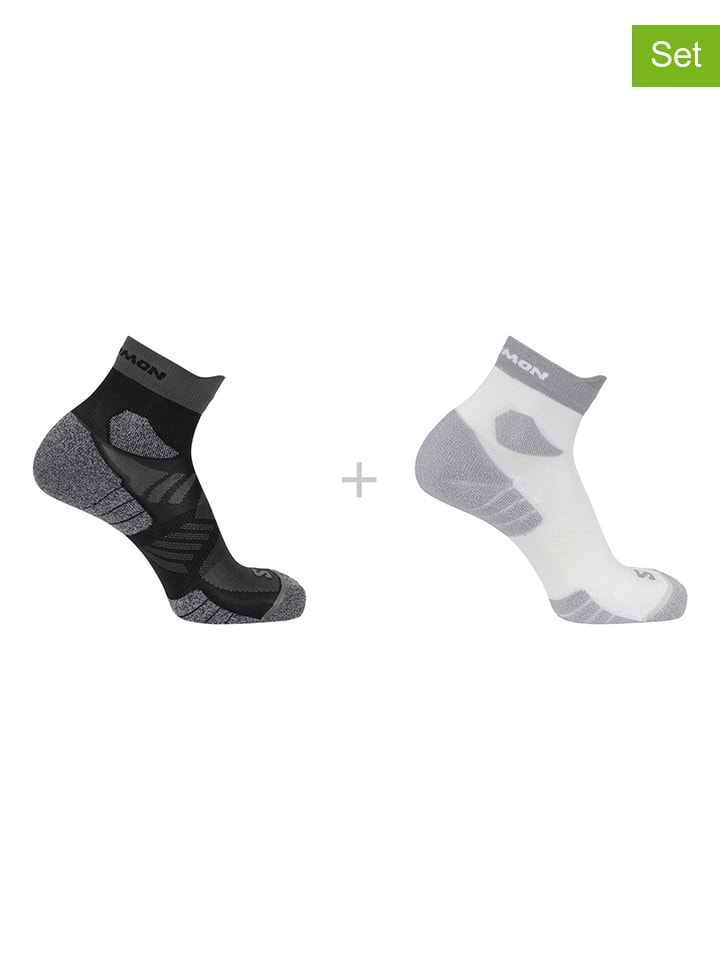 SALOMON Skarpety funkcyjne (2 pary) "Aero Ankle" w kolorze biało-czarnym rozmiar: 42-44