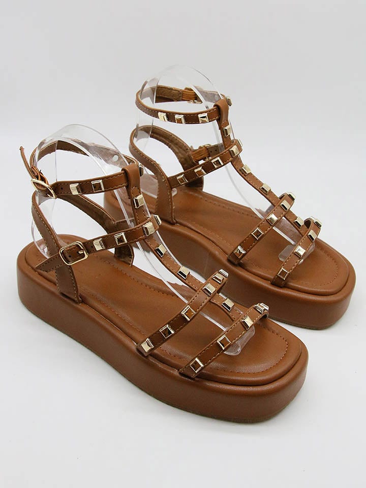 Bellucci Sandały w kolorze jasnobrązowym na obcasie rozmiar: 40