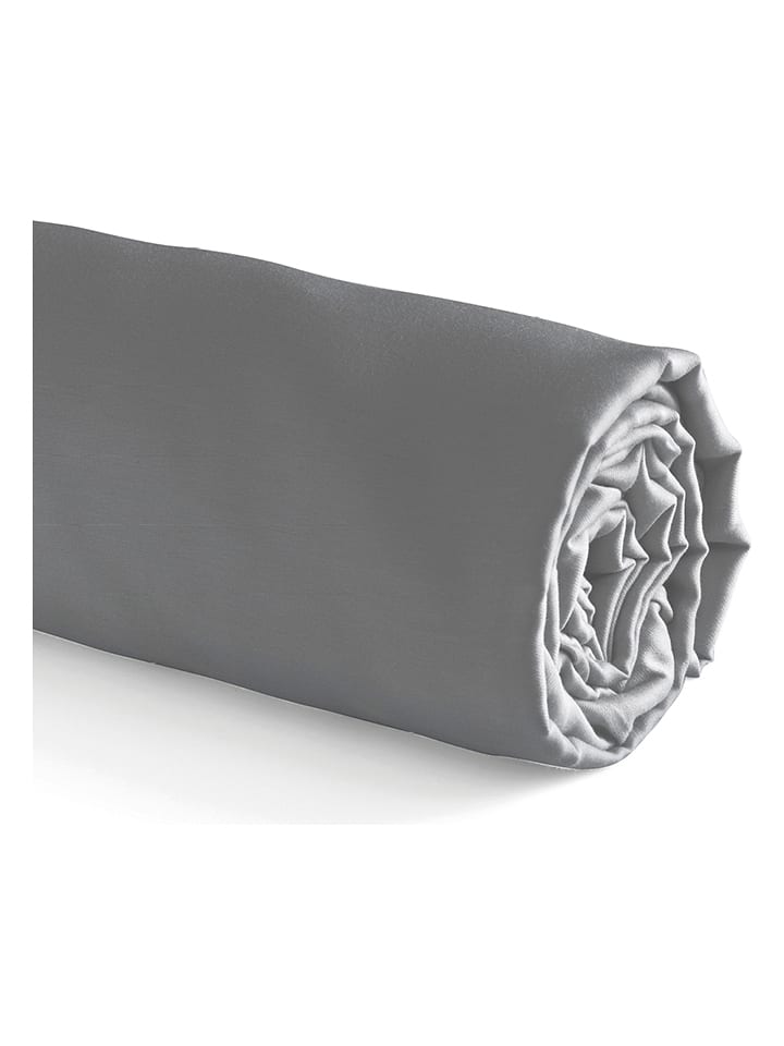 Cacharel textiles Satynowe prześcieradło "Uni" w kolorze szarym na gumce rozmiar: 170x200 cm