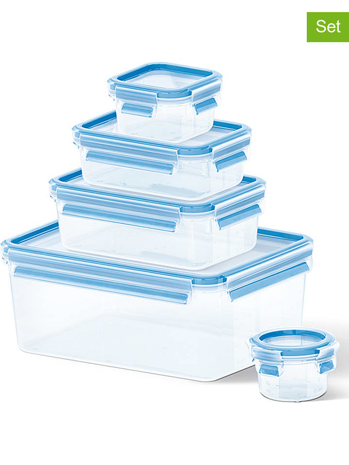 Emsa Pojemniki (5 szt.) "Clip & Close" w kolorze niebieskim na żywność rozmiar: onesize