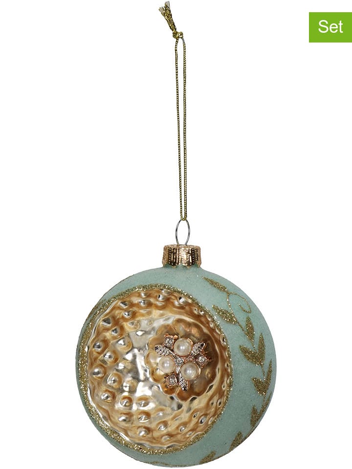 Kersten Bombki (2 szt.) w kolorze beżowo-złotym - Ø 8 cm rozmiar: onesize