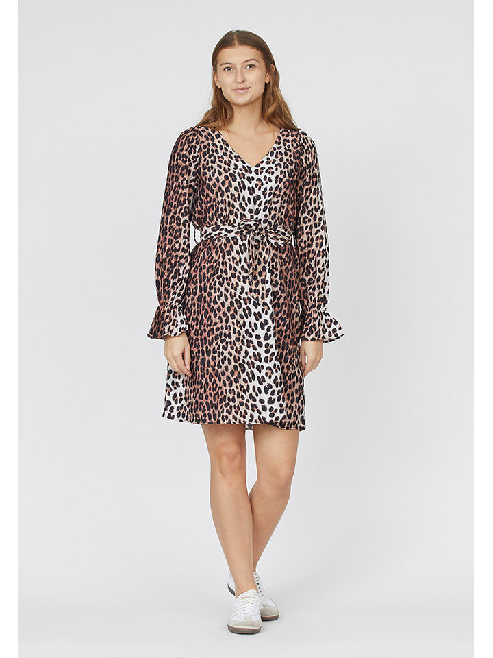 SisterS point Sukienka w kolorze brązowo-czarno-białym rozmiar: L