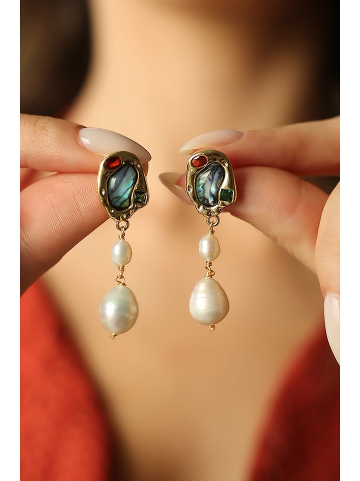 L'Atelier de Gaia Pozłacane kolczyki z perłami i masą perłową rozmiar: onesize