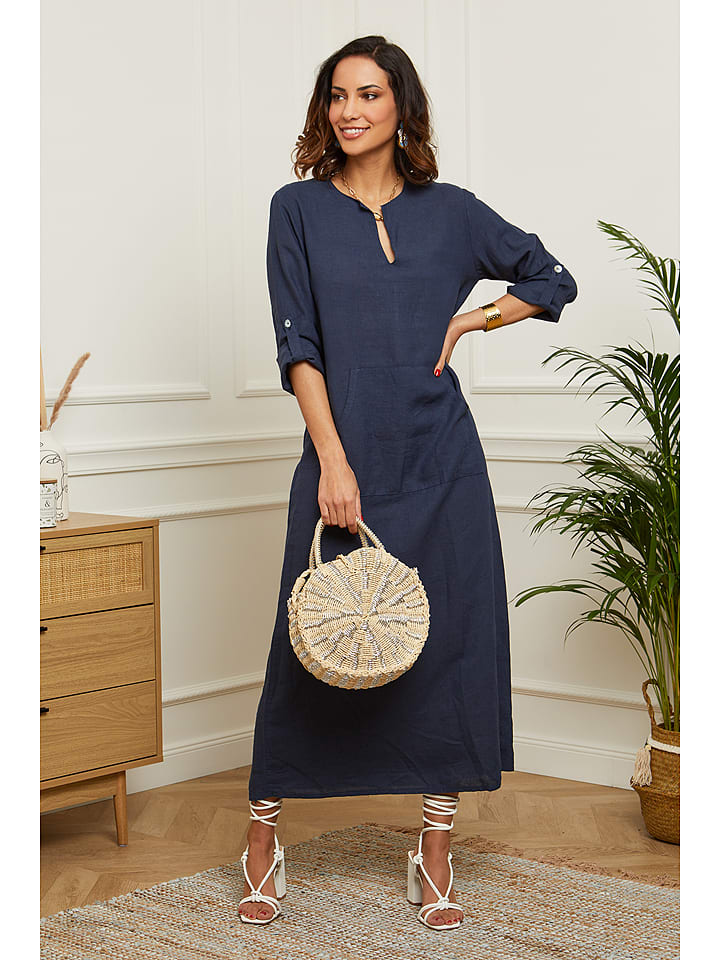 Le Monde du Lin Lniana sukienka w kolorze granatowym rozmiar: 40/42