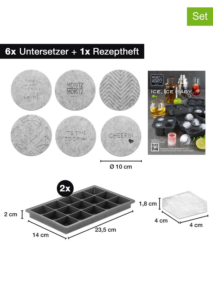 Moritz & Moritz 9-częściowy zestaw w kolorze szarym do kostek lodu rozmiar: onesize
