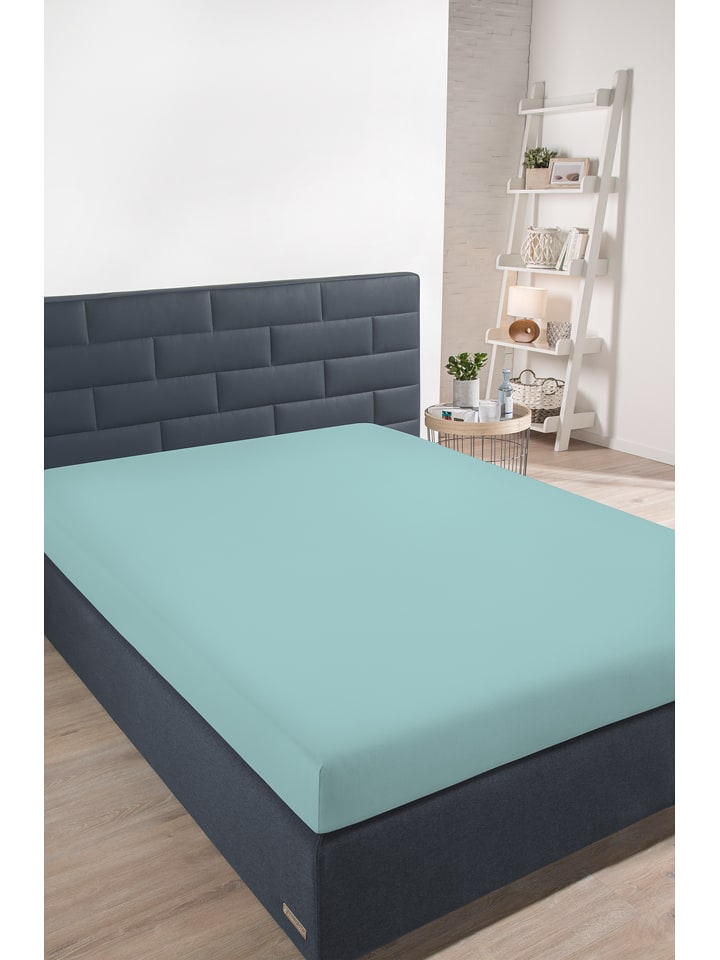Schiesser Dżersejowe prześcieradło w kolorze turkusowym na gumce rozmiar: 180x200 cm