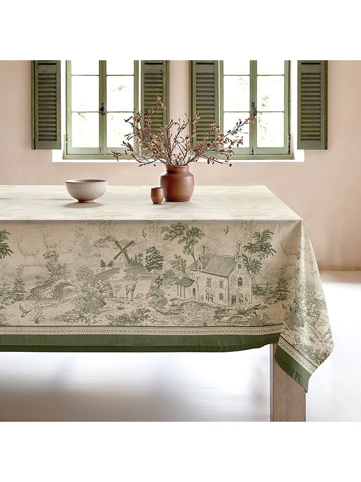 Mint Rugs Obrus "Natural Yute" w kolorze kremowo-zielonym rozmiar: 155x155 cm