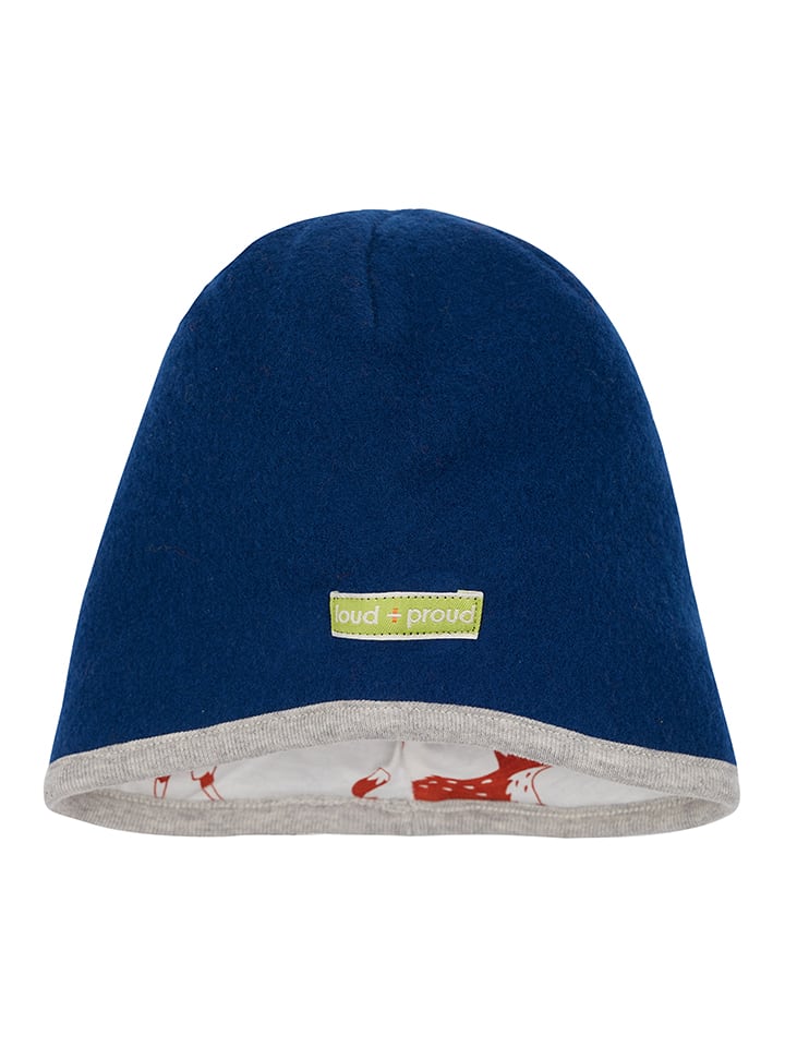 loud + proud Dwustronna czapka wełniana w kolorze biało-granatowym rozmiar: 86/92