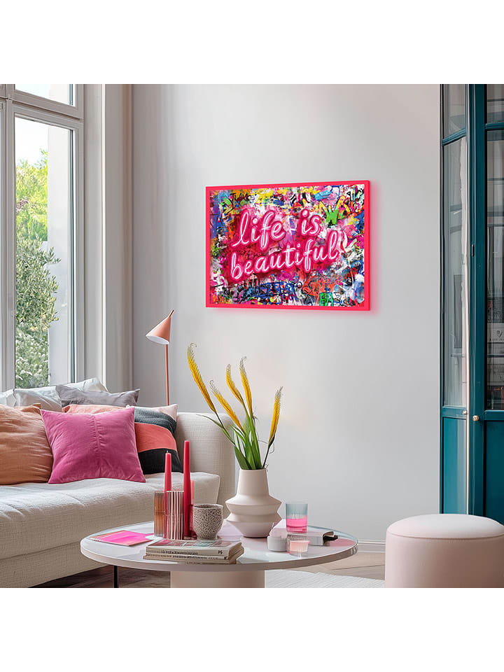 Orangewallz Druk artystyczny "Beautiful Life" w ramce rozmiar: 50x70 cm