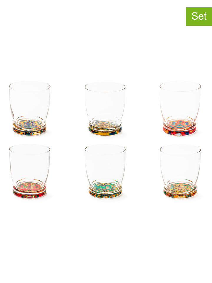 Trendy Kitchen by EXCÉLSA Szklanki (6 szt.) "Trinacria" ze wzorem - 340 ml rozmiar: onesize