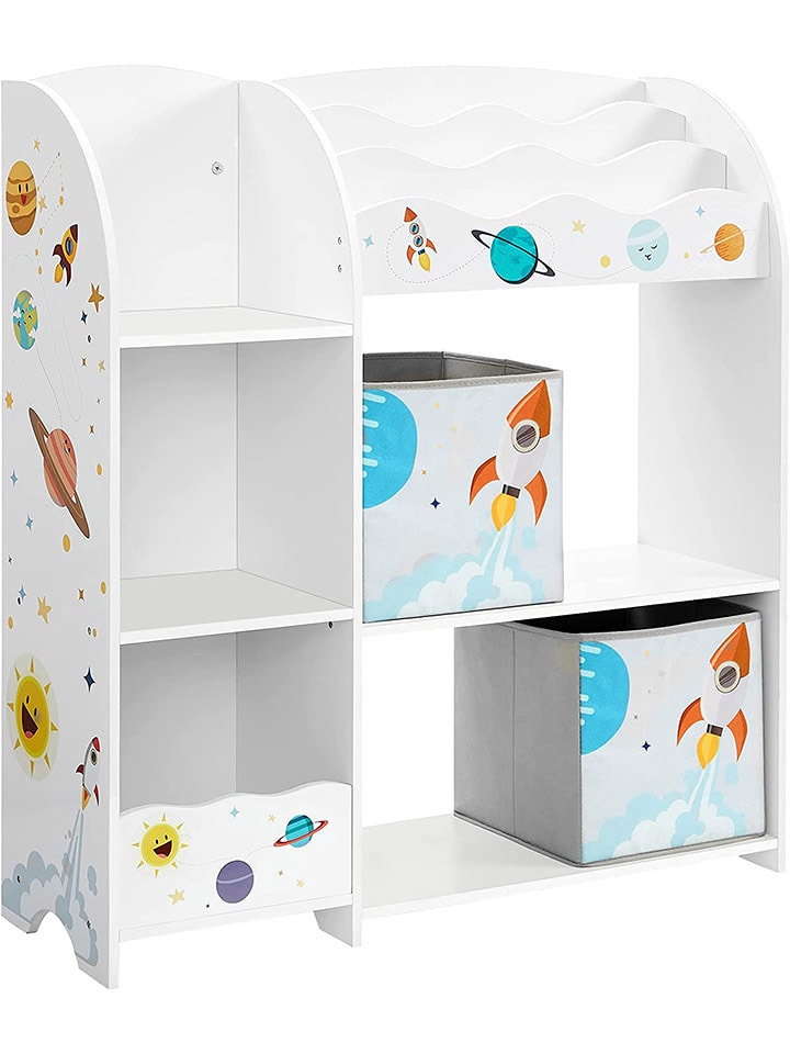 Songmics Regał stojący w kolorze białym ze wzorem - 93 x 100 x 30 cm rozmiar: onesize