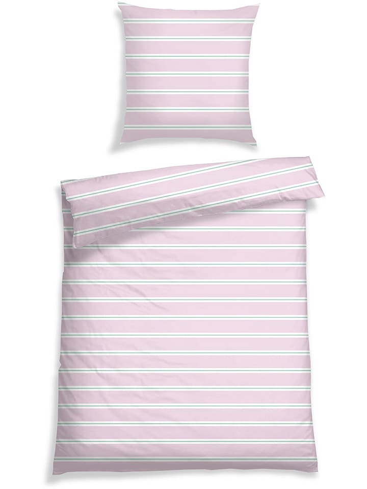 Schiesser Komplet pościeli renforcé "Remy" w kolorze jasnoróżowo-białym rozmiar: 135x200 cm