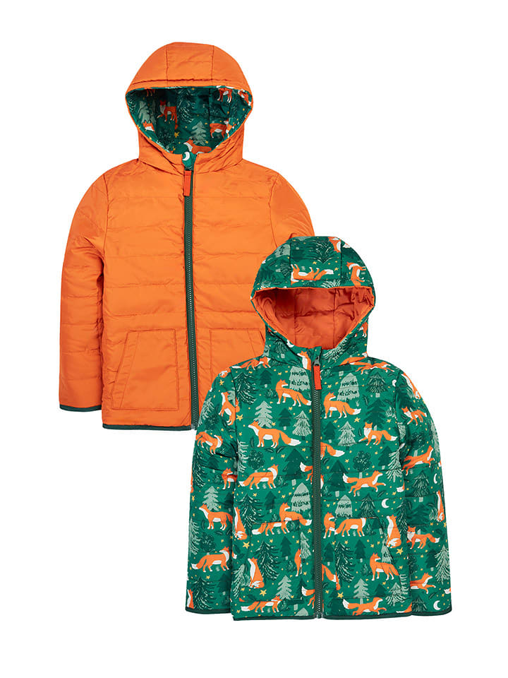 Frugi Dwustronna kurtka pikowana "Toasty" w kolorze pomarańczowo-zielonym rozmiar: 104/110