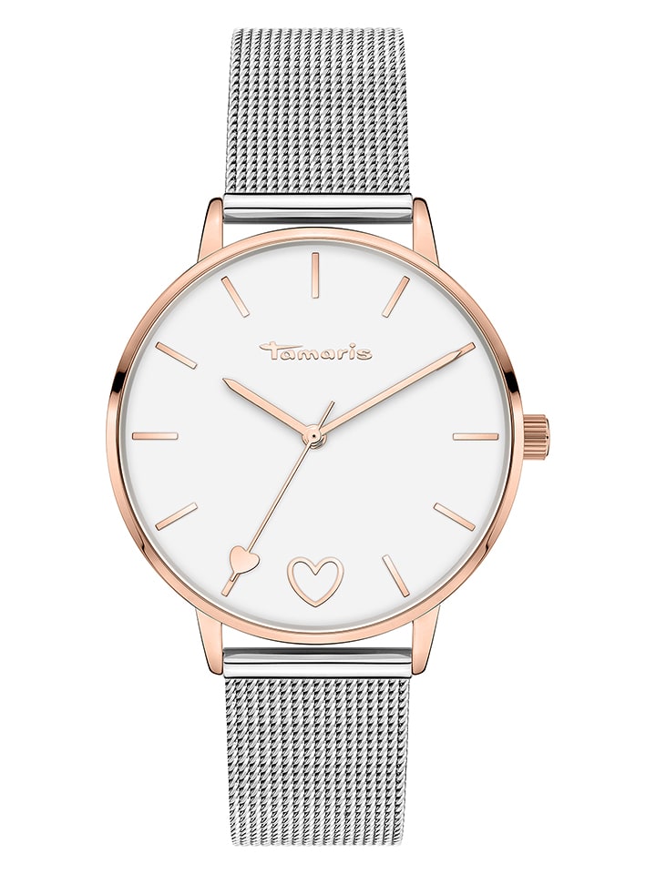 Tamaris Zegarek kwarcowy w kolorze srebrno-różowozłoto-białym rozmiar: onesize