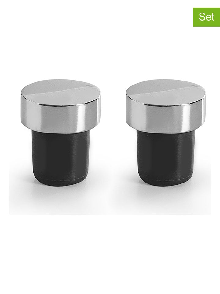 Ibili Zatyczki (2 szt.) w kolorze srebrno-czarnym do wina - wys. 3 cm rozmiar: onesize