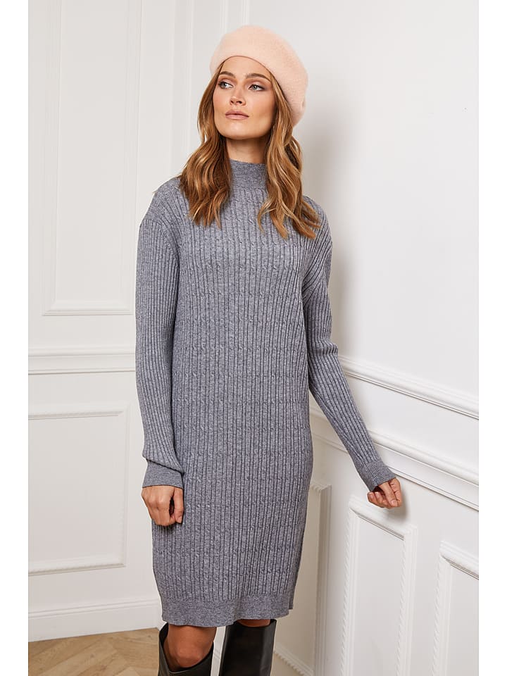 Joséfine Sukienka dzianinowa "Doumbia" w kolorze szarym rozmiar: L