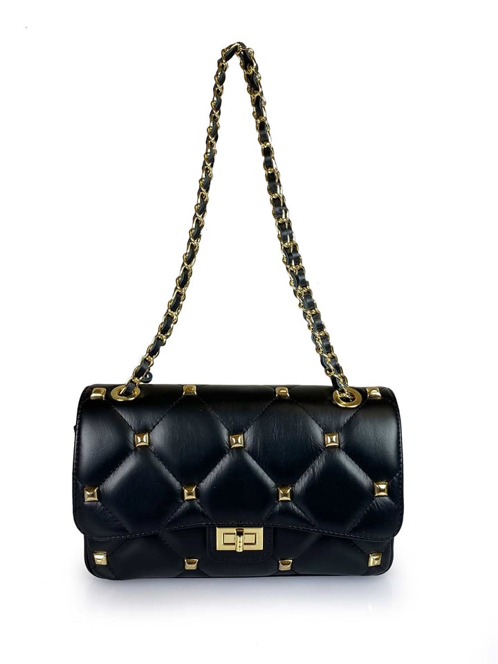 ORE10 Skórzana torebka "Nalp" w kolorze czarnym - 27 x 18 x 8 cm rozmiar: onesize