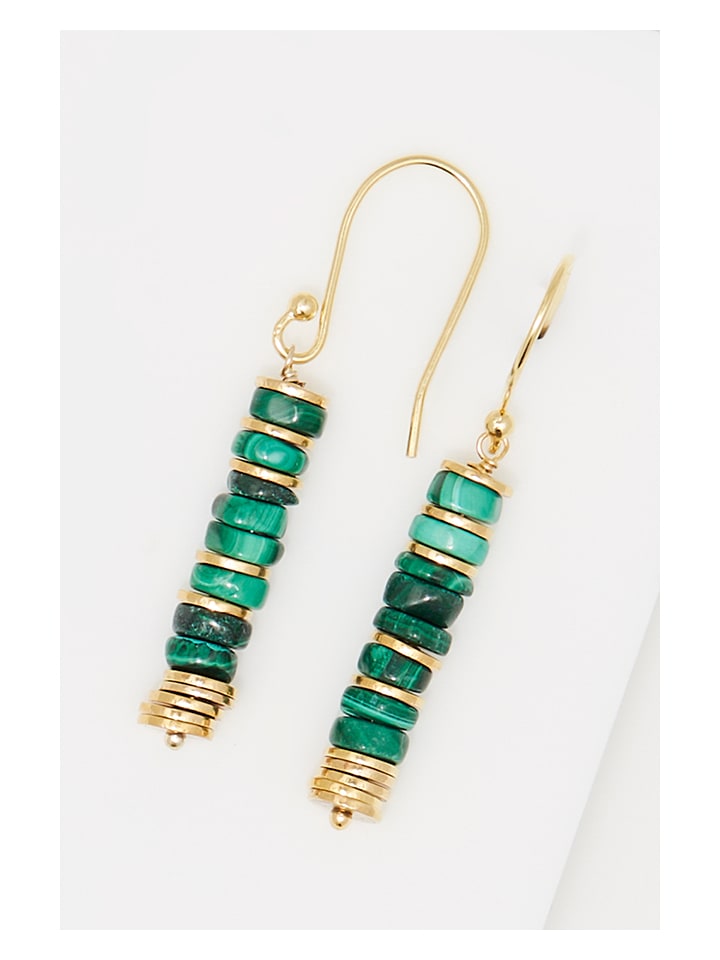 AMAZONIA Pozłacane kolczyki "Quetzal" z malachitami rozmiar: onesize