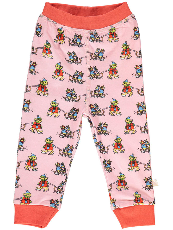 Småfolk Spodnie dresowe w kolorze jasnoróżowo-pomarańczowym rozmiar: 92