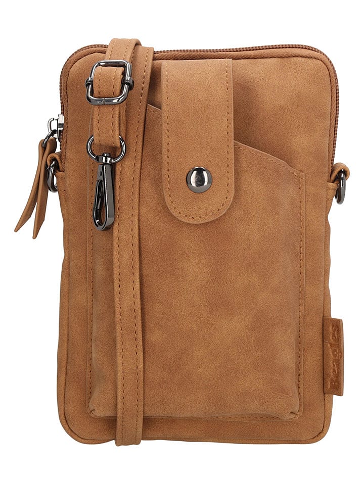 Beagles Skórzana torebka "Lourenza" w kolorze jasnobrązowym na telefon - 13 x 19 x 2cm rozmiar: onesize