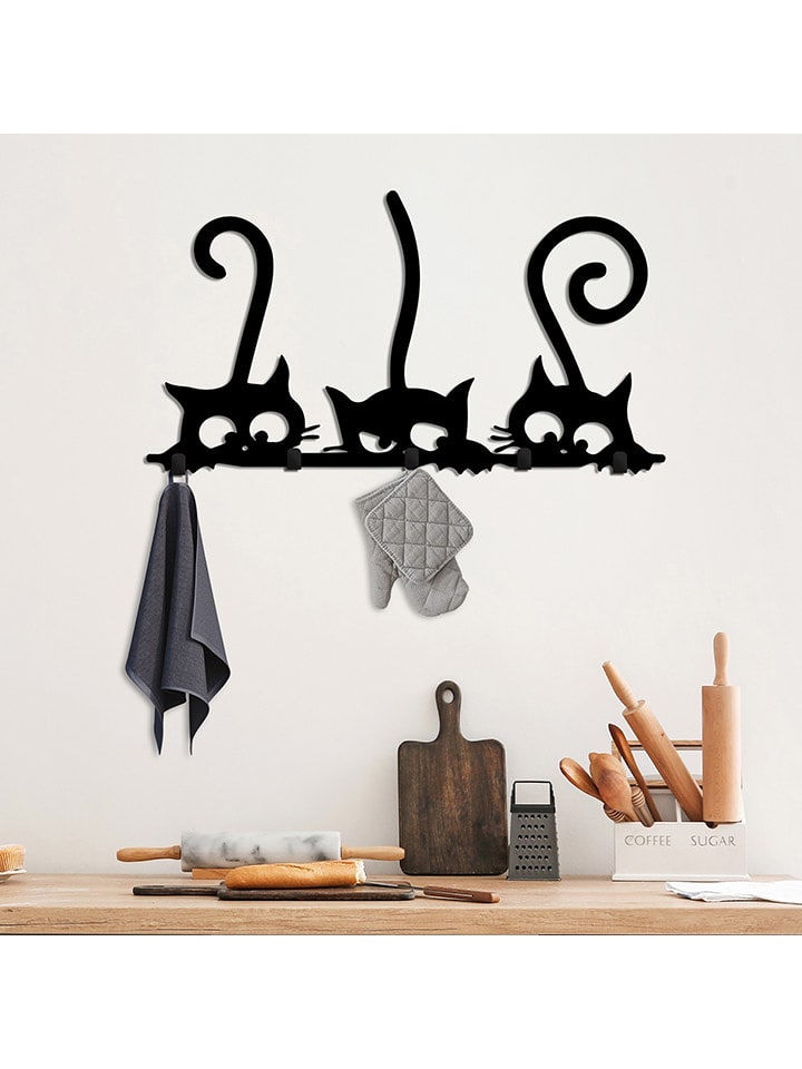 Evila Wieszak ścienny w kolorze czarnym - 60 x 37 cm rozmiar: onesize