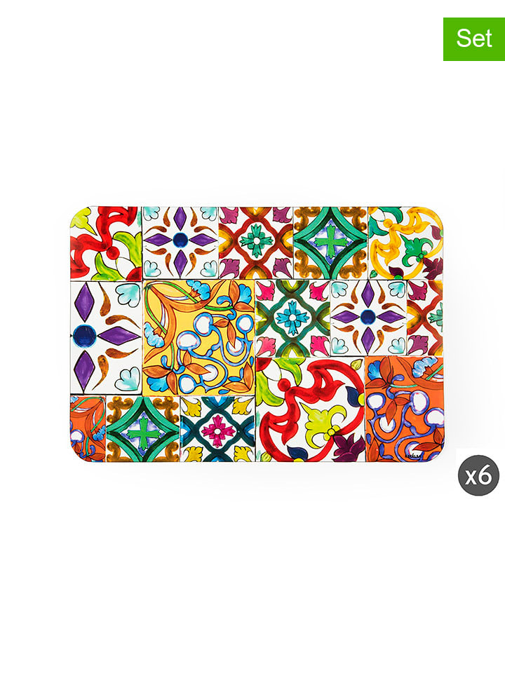 Trendy Kitchen by EXCÉLSA Podkładki stołowe (6 szt.) "Lisbona" ze wzorem - 43 x 28,5 cm rozmiar: onesize