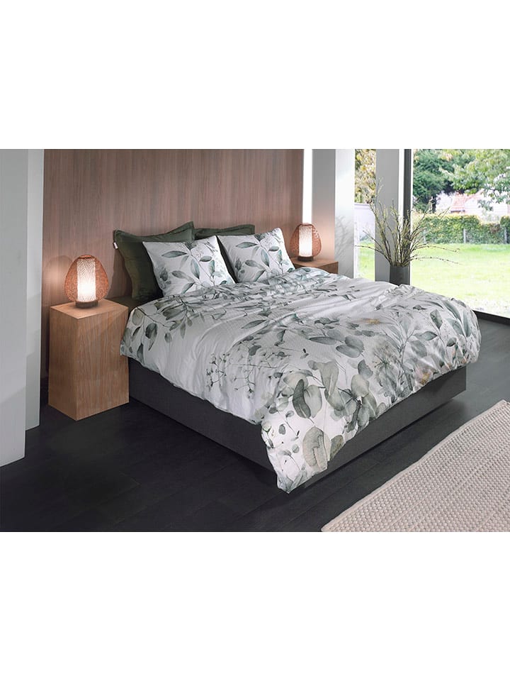 HNL Komplet pościeli "Eduardo" w kolorze biało-zielonym rozmiar: 140x220 cm