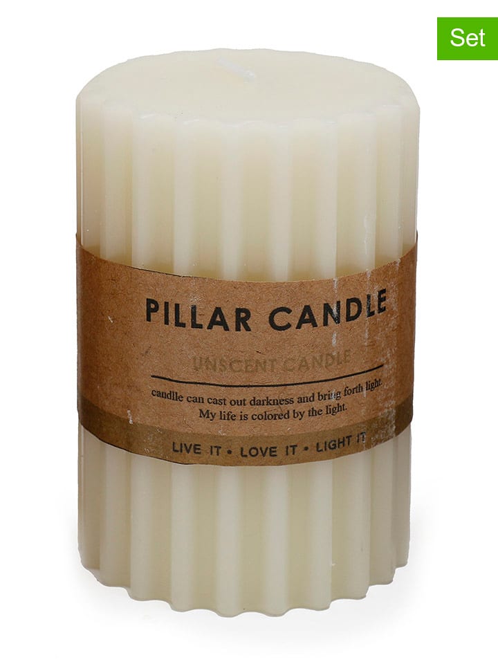 SiL Interiors Świece (3 szt.) w kolorze kremowym, pomarańczowym i niebieskim - wys. 10 cm rozmiar: onesize