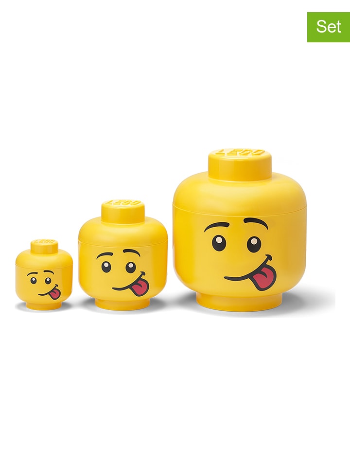 LEGO Pojemniki (3 szt.) "Head Collection Silly" w kolorze żółtym rozmiar: onesize