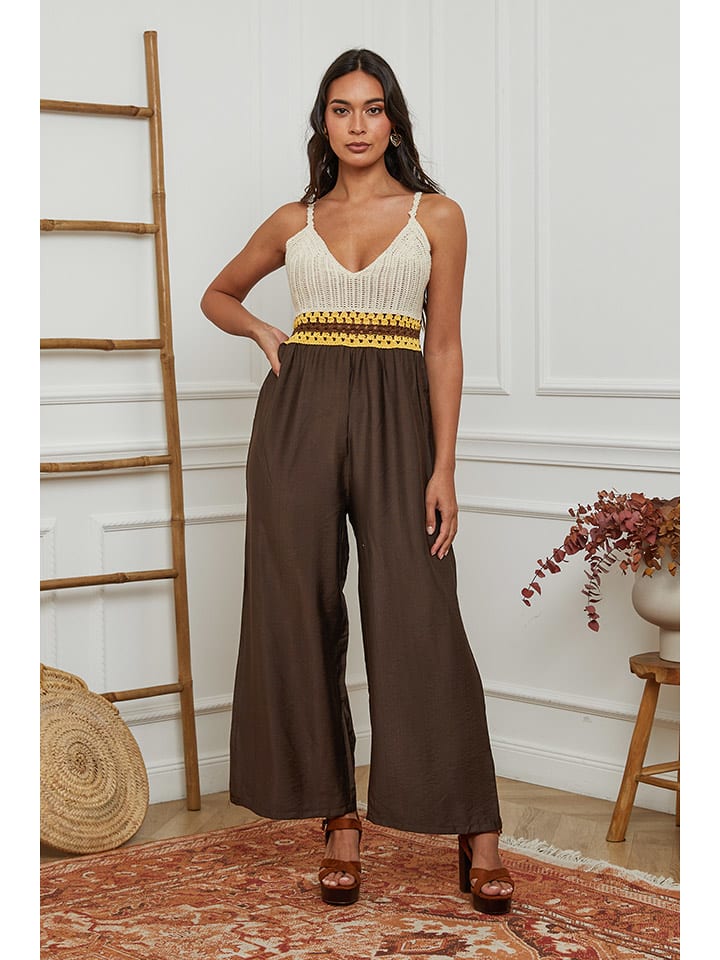 La Compagnie Du Lin Kombinezon w kolorze kremowo-brązowym rozmiar: XL