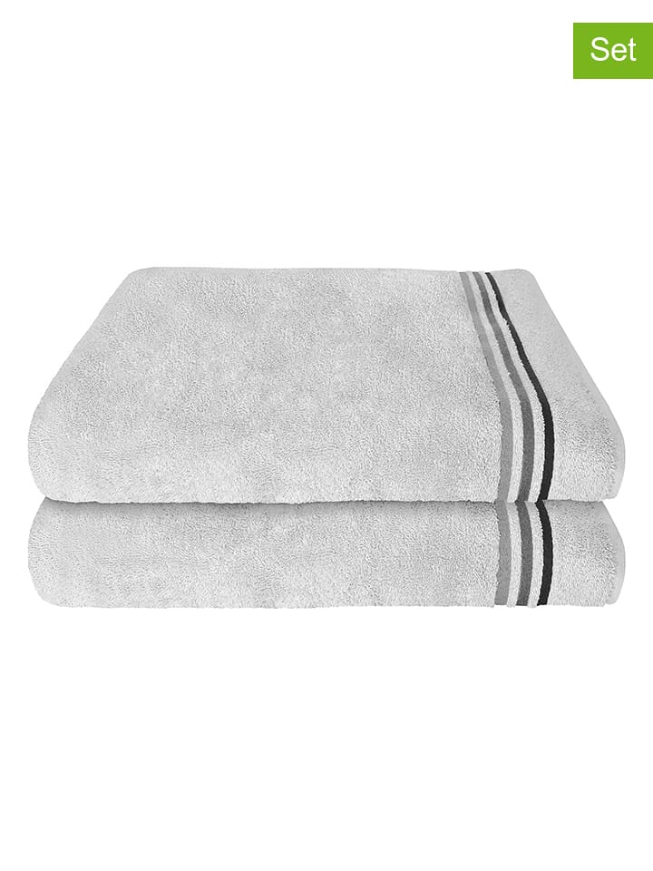 Schiesser Ręczniki prysznicowe (2 szt.) "Skyline" w kolorze jasnoszarym rozmiar: 70x140 cm