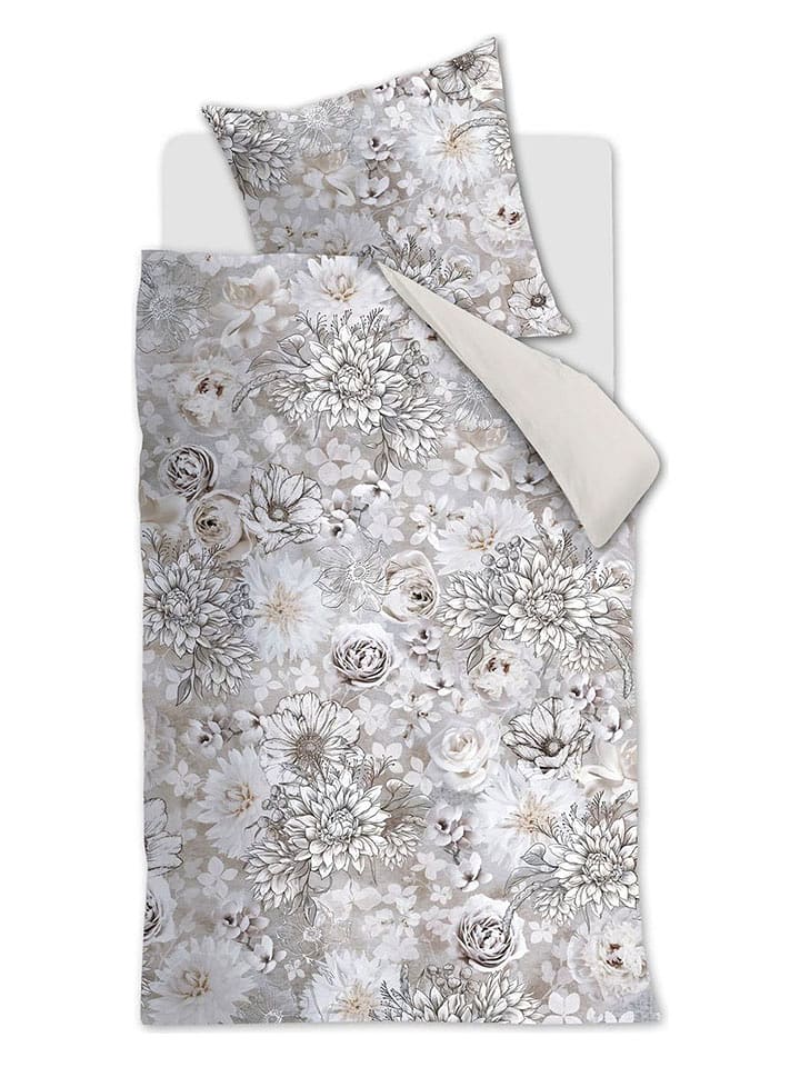 Rivièra Maison Komplet pościeli "Flourish" w kolorze beżowym rozmiar: 155x220 cm