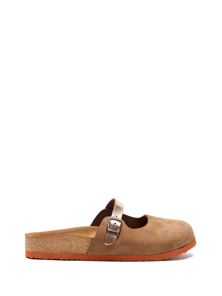 Comfortfusse Skórzane chodaki "Kelly" w kolorze jasnobrązowo-różowozłotym rozmiar: 35