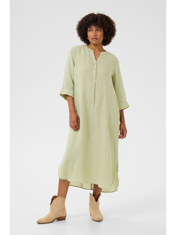 Kaffe Lniana sukienka w kolorze zielonym rozmiar: XS