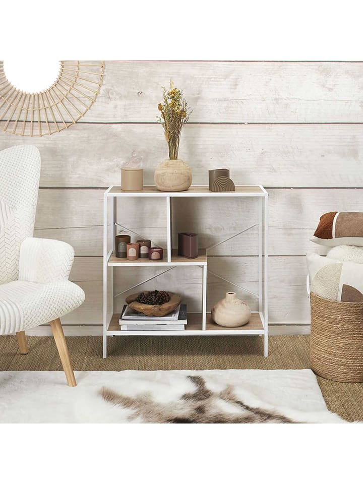 THE HOME DECO FACTORY Regał stojący w kolorze jasnobrązowo-białym - 80 x 79 x 5,5 cm rozmiar: onesize