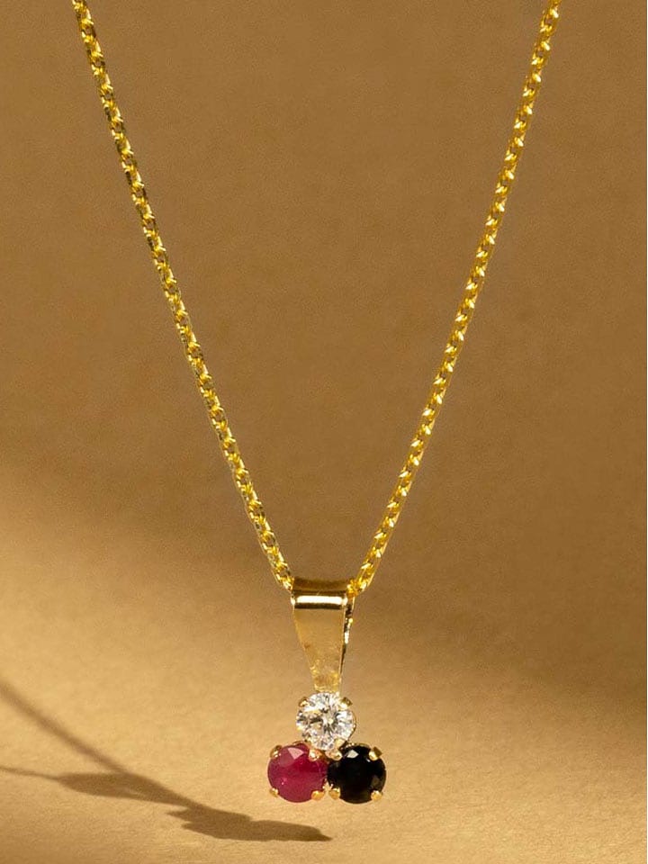 OR ÉCLAT Złota zawieszka "Joli Trio" z szafirem i rubinem rozmiar: onesize