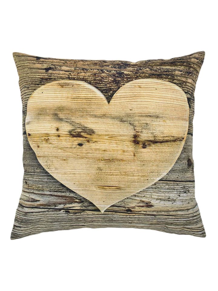 Mars & More Poduszka "Heart" w kolorze jasnobrązowym - 50 x 50 cm rozmiar: onesize